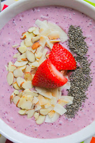 Mixed Berry Smoothie Bowl with Toasted Coconut Chips and Almonds | The Chef Next Door