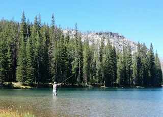 Joe fly fishing on Johnson Lake