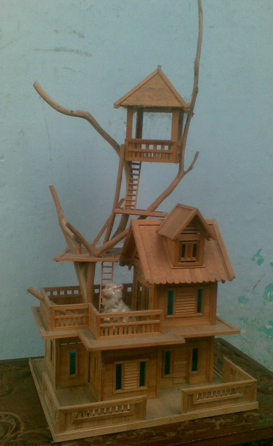 jualan uuuu Handmade Miniatur  Rumah  Pohon dari  kayu  eskrim