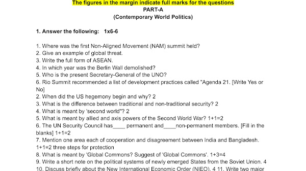 AHSEC Class 12 Political Science Questions Paper 2014 | HS 2nd Year Political Science 2014 Questions Paper 