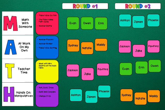 Image of Guided Math group rotation board.