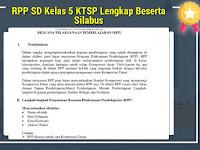 RPP SD Kelas 5 KTSP Lengkap Beserta Silabus