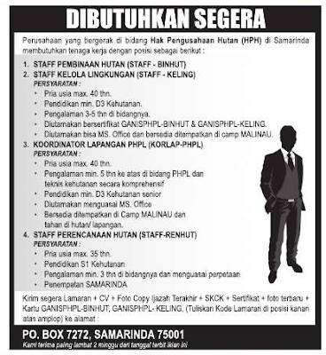 Lowongan Perusahaan HPH Samarinda Terbaru Maret 2013