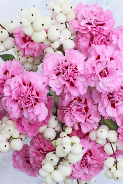 Pink Pinks and white snowberries