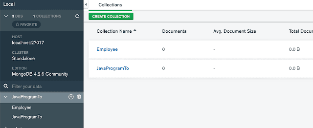 Creating a DataBase and Collection (Table) with MongoDB Compass