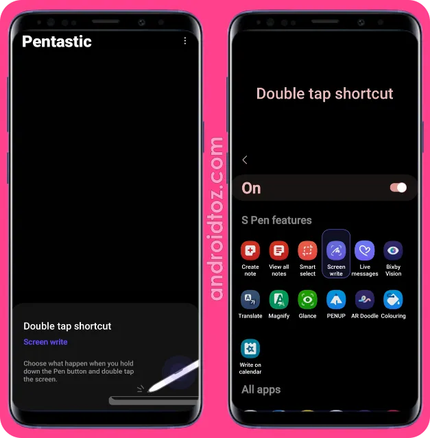 S Pen Double Tap Shortcut in Pentastic Module