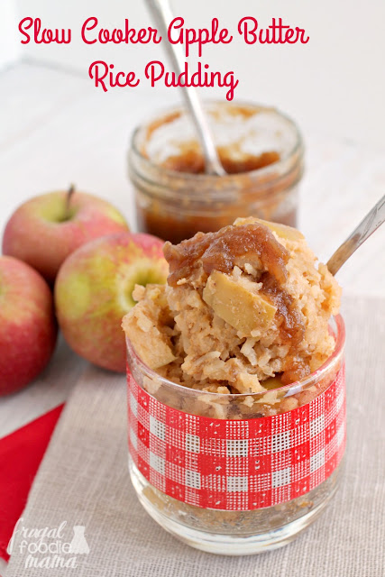 Creamy, comforting rice pudding is jazzed up with apple butter & chunks of fresh apple in this easy to make Slow Cooker Apple Butter Rice Pudding.