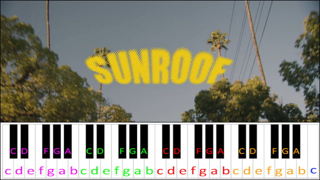 Sunroof by Nicky Youre, dazy Piano / Keyboard Easy Letter Notes for Beginners