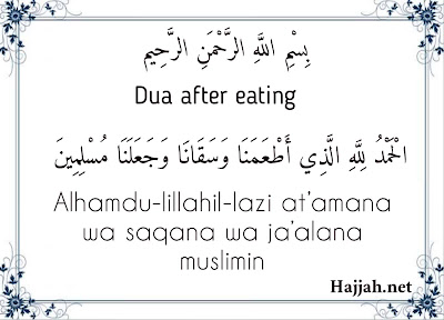 dua after eating in arabic with transliteration and english translation