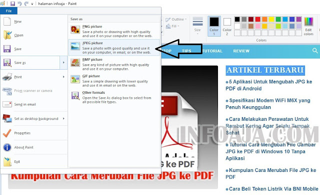 simpan ukuran file gambar