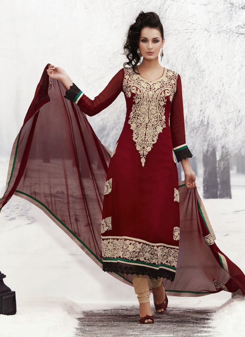 New Pakistani  winter dresses  for women Mehndi Designs 2014