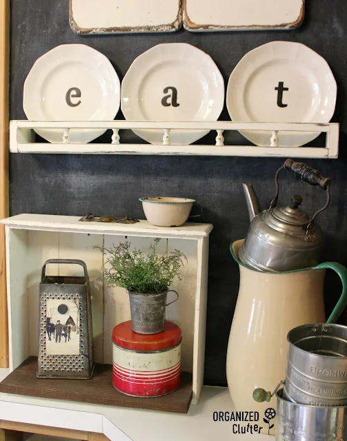 Upcycled Garage Sale Shelf & Thrift Shop Plates organizedclutter.net