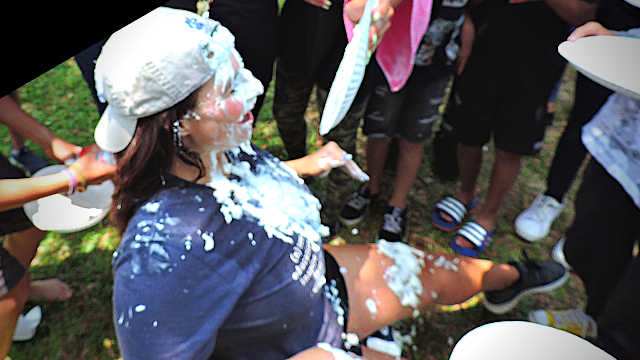 teacher get hit with pie in face