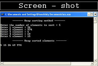 Output of Heap sorting C program