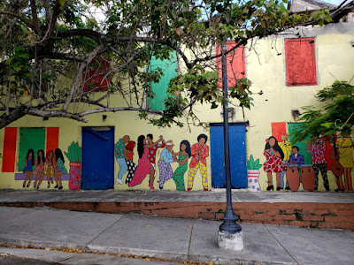 Colourful mural on of people dancing