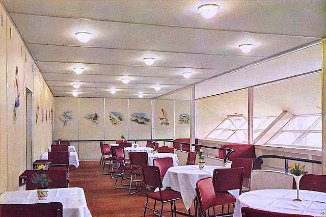 the 1936 Hindenburg dining room photograph in color