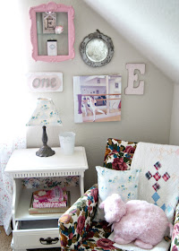 Gallery wall, Granny Chair and vintage nightstand 