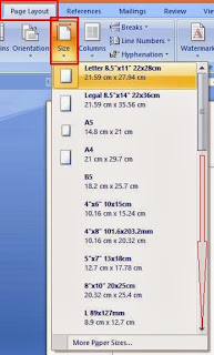 Cara setting halaman Ukuran kertas HVS / F4 pada MS Word