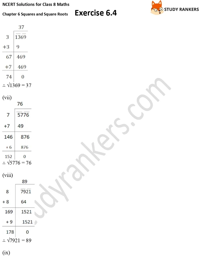 NCERT Solutions for Class 8 Maths Ch 6 Squares and Square Roots Exercise 6.4 3