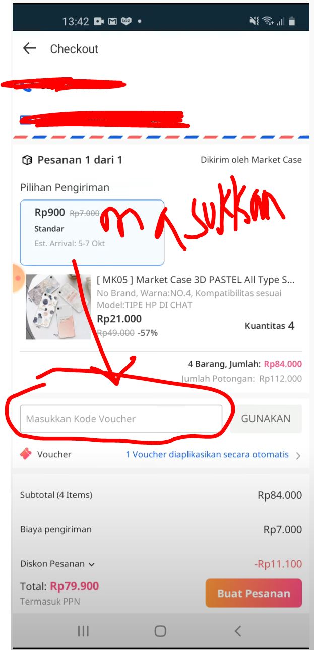 memasukkan kode voucher Lazada