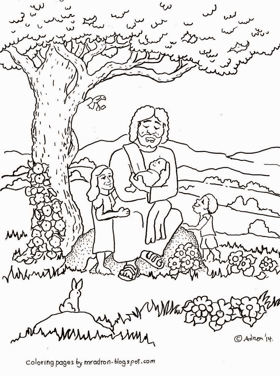 Coloring Pages for Kids by Mr Adron Jesus Blesses The 