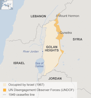 Israeli airspace over the Golan Heights