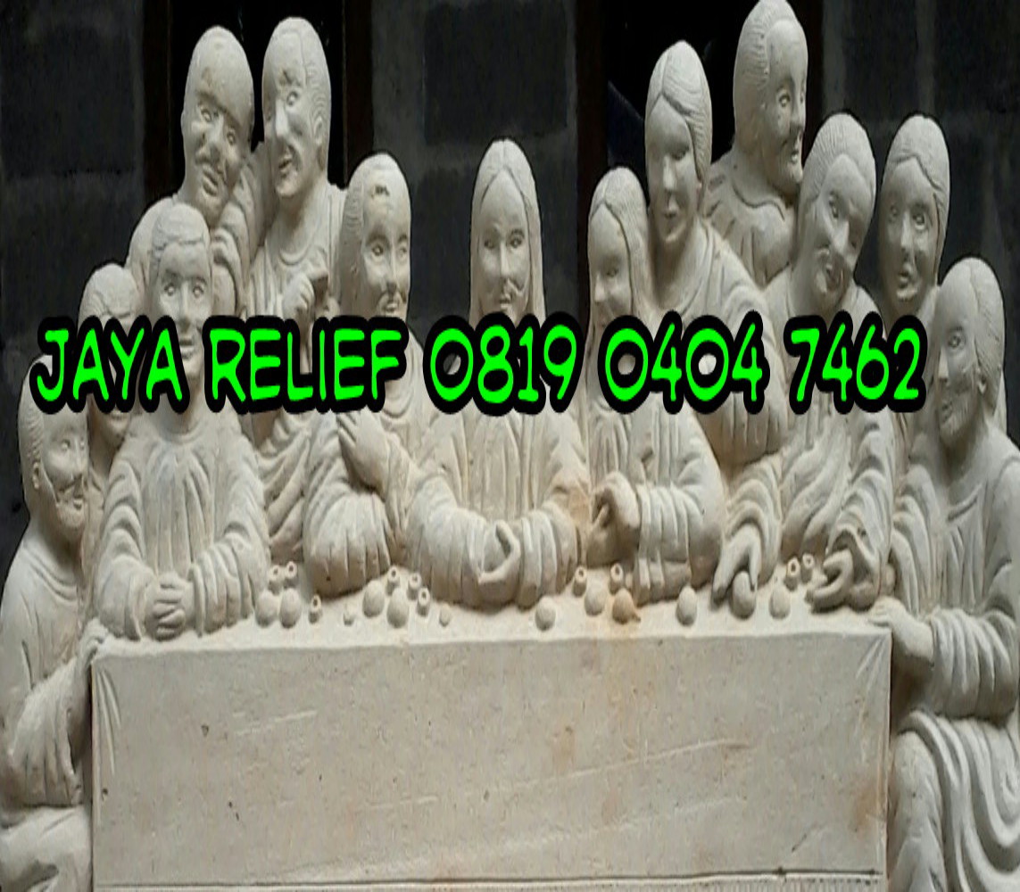 Relief Perjamuan Kudus Kerajinan  Batu  Alam Ukir  Batu  Putih 