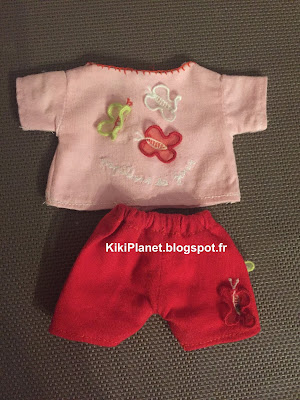 tee shirt pantalon, kiki monchhichi, couture, vêtement poupée fait main handmade