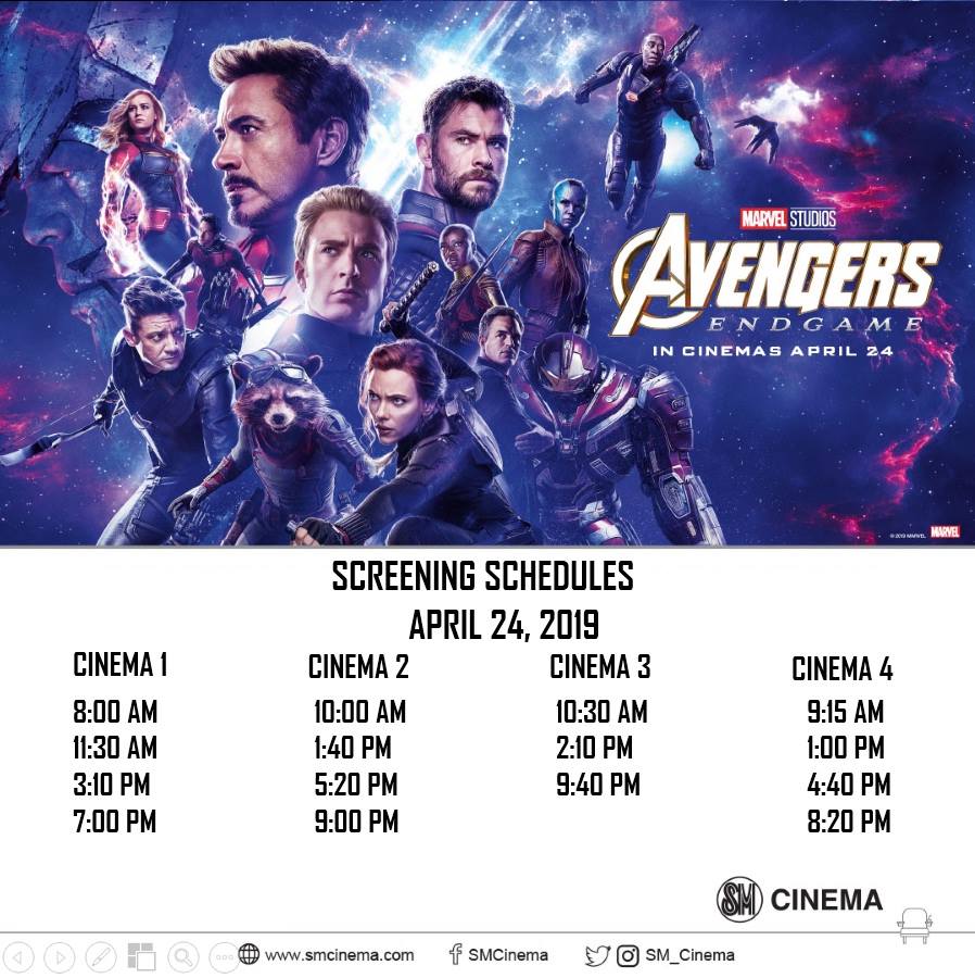 Avengers: Endgame screening schedules at SM Cinema General Santos