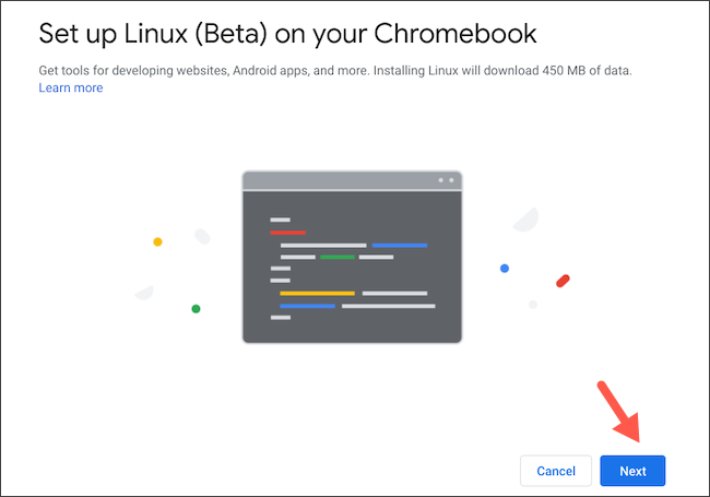 قم بإعداد Linux على Chromebook