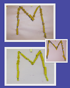 photo of: Letter recognition, letters and sensory presentation, M is for Macaroni