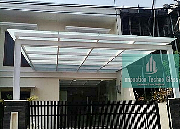 Gambar Kanopi Rumah Minimalis Atap Kaca Modern Tempered 