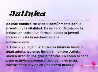 ▷ Significado del nombre Julinka (✔)