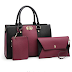 Women Fashion Two Tone Medium Handbags Top Handle Satchel Purse Shoulder Bag with Wallet and Wristlet 3pcs Purse Set