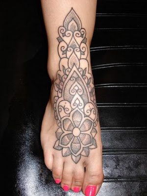 foot sexy feminine flower tattoos