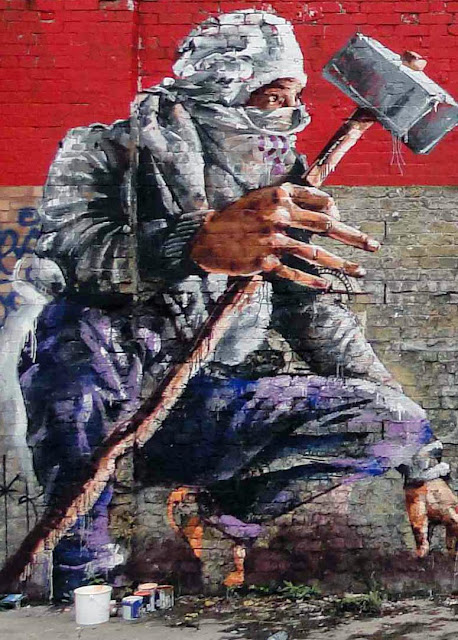 Street Artist Fintan Magee Mural In London Close up