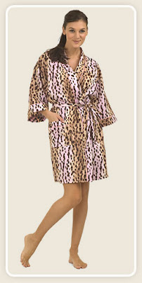 Pink Cheetah Short Kimono Robe