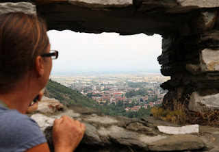 A looking down the valley through a window