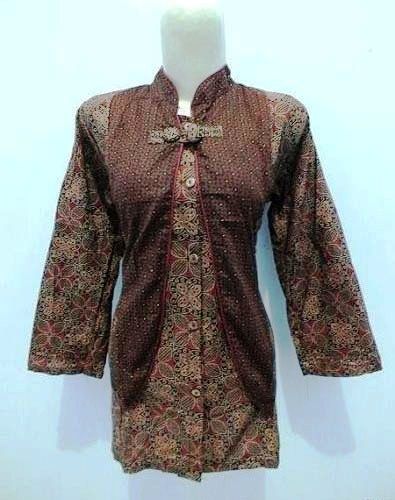  35 model seragam batik guru modis dan polos modern 