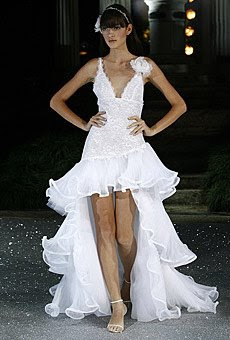 Wearing a wedding gown in accordance with the character personality.