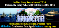 Indian Navy Recruitment 2016 for Permanent Commission Officers Posts Apply Online Here