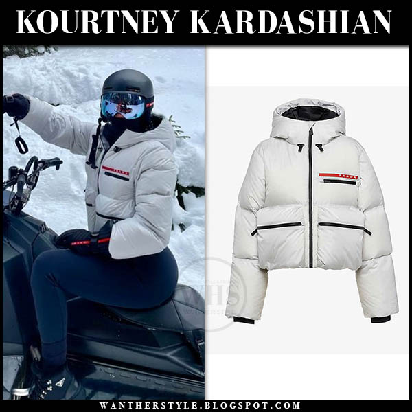 Kourtney Kardashian in white puffer jacket