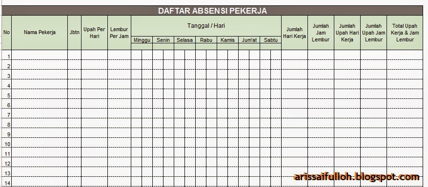 Contoh Absensi Karyawan Proyek - InfoMedia Digital