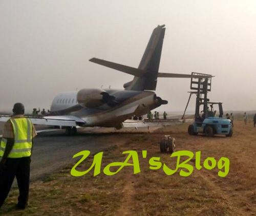 See Photos Of The Private Jet Which Skidded Off The Runway Causing The Shutdown Of Abuja Airport