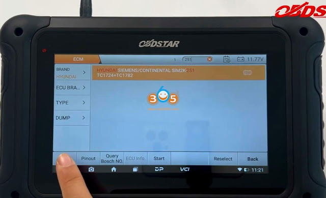 خواندن و نوشتن Hyundai SIM2K-251 ECU توسط OBDSTAR DC706 3