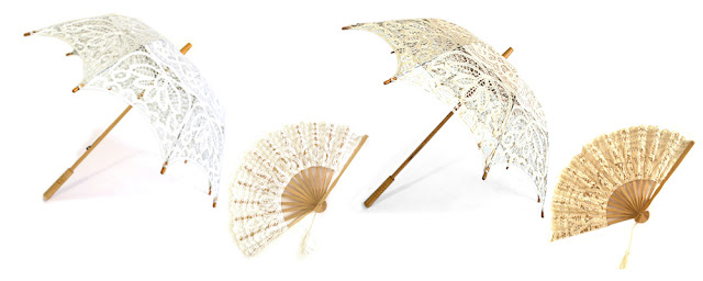 lace umbrellas and lace fans available from Canadian packaging and wedding supply retailer Creative Bag