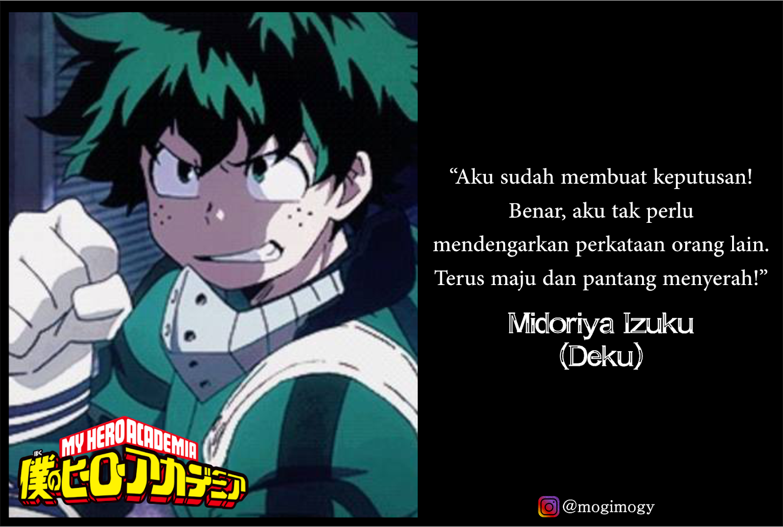 20 Kata Kata Bijak Anime  Boku No Hero Academia MogiMogy