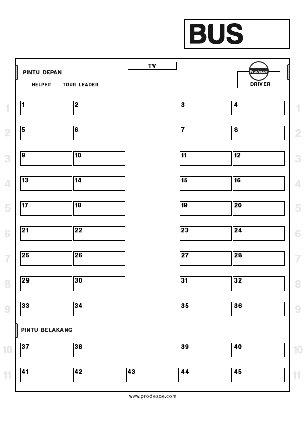 Download Denah Kursi Bus 45 dan 49 Kursi Seat 2-2 File JPG dan PNG