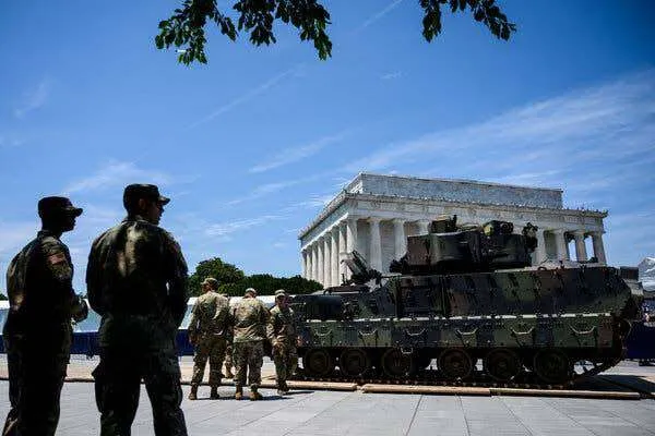 Preparations underway for a Fourth of July event in Washington, DC, in 2019. Photo by Andrew Caballero-Reynolds/AFP