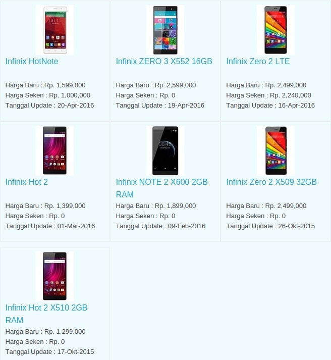 Daftar Harga Hp Terbaru Infinix Mei 2016